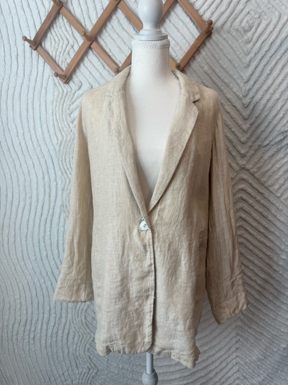 Christian Siriano Natural Beige 100 percent undyed Linen Jacket